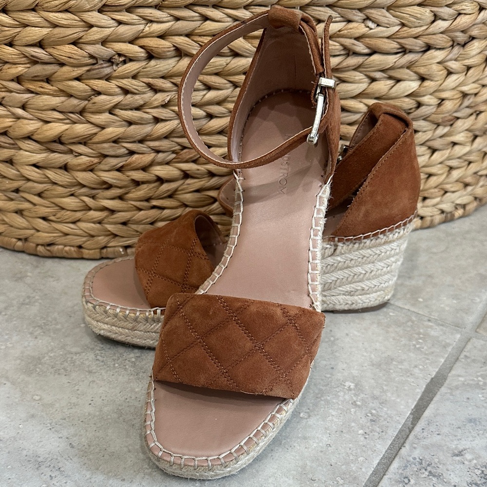 Nordstrom brand suede espadrilles wedge size 6.5m